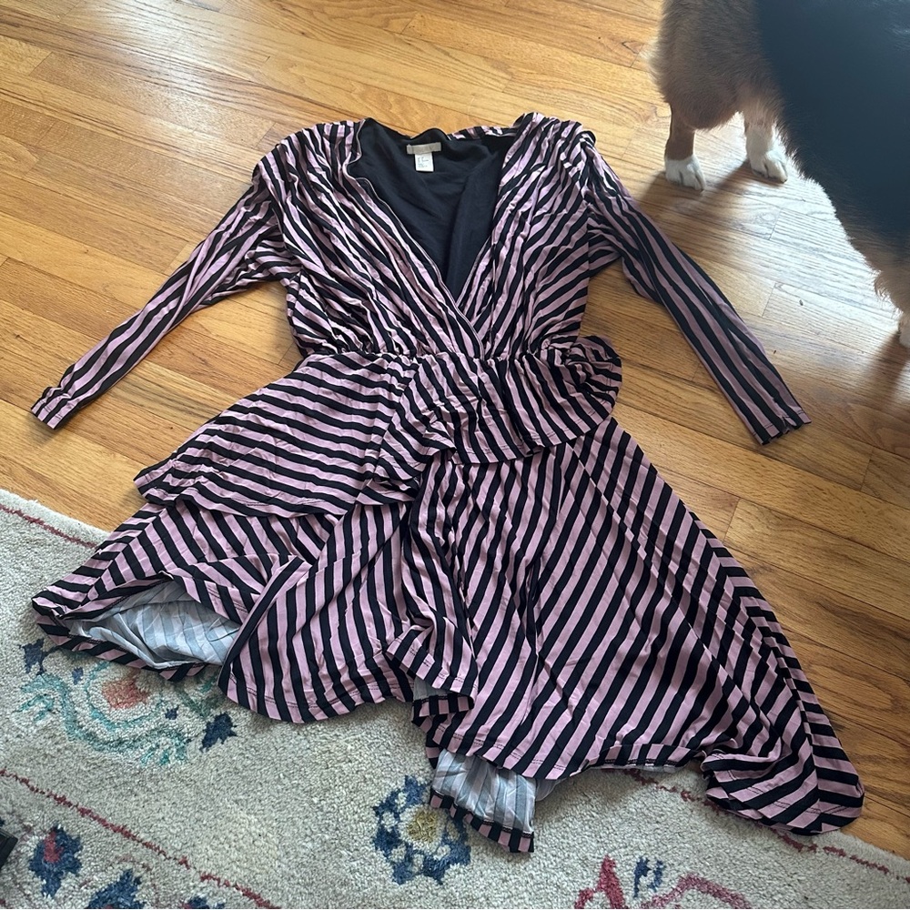 Asymmetrical 80s style h&m striped dress
